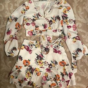 Floral skirt and top zara set